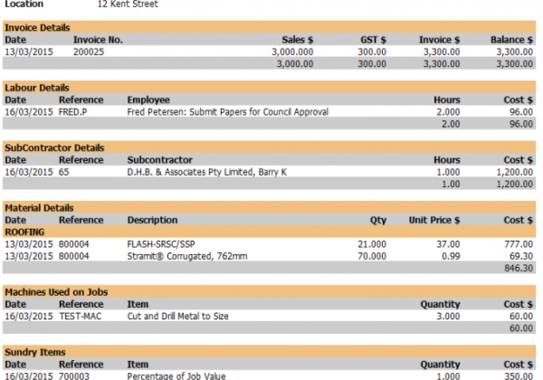 Construction Job – Job Transaction Report